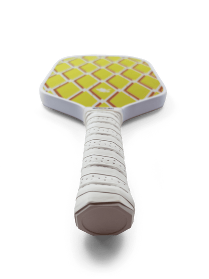 Paddle with yellow checkered design on a transparent background