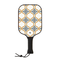 Wooden Tisdell pickleball paddle with a chai tea inspired pattern and a black wrapped handle from the Inception series.